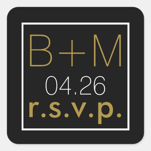elegante klassische Hochzeit r.s.v.p. Quadratischer Aufkleber (Vorderseite)