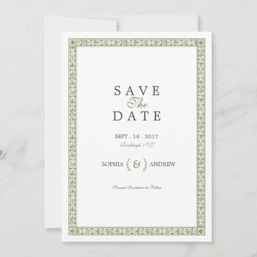 Elegante klassische Hochzeit Save the Date (Vorderseite)