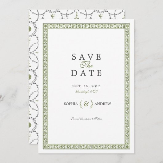 Elegante klassische Hochzeit Save the Date (Vorne/Hinten)
