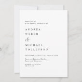 Elegante klassische Hochzeit Schwarz-weiß einfach  Einladung (Vorderseite)