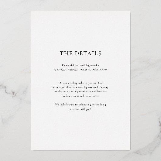 Elegante klassische Hochzeit speichern Sie das Dat Folieneinladung (Rückseite)