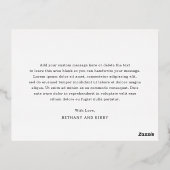 Elegante klassische Hochzeitsfolie Danke Karte (Rückseite)