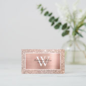 Elegante klassische Imitate Rose Gold Glitzer Meta Visitenkarte (Stehend Vorderseite)