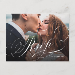 Elegante klassische Kalligrafie-Foto-Hochzeit RSVP Postkarte