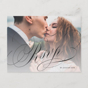 Elegante klassische Kalligrafie-Foto-Hochzeit RSVP Postkarte