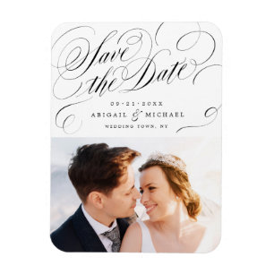 Elegante klassische Kalligrafie-Foto-Save-the-Date Magnet