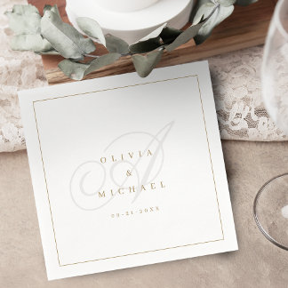 Elegante klassische Kalligrafie-Hochzeit Serviette