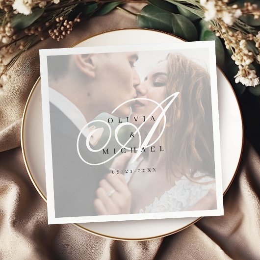 Elegante klassische Kalligrafie-Hochzeit Serviette