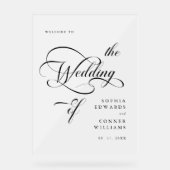 Elegante klassische Kalligrafie Hochzeit Willkomme Acrylschild (Vorderseite)