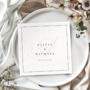 Elegante klassische Kalligrafie Hochzeitsserviette Serviette