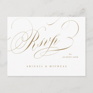 Elegante klassische Kalligrafie vintage Hochzeit R Postkarte