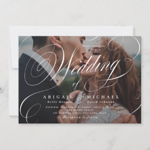 Elegante klassische Kalligraphie Foto Hochzeitsein Einladung