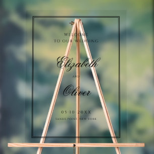 Elegante klassische Kalligraphie-Hochzeit Willkomm Acrylschild