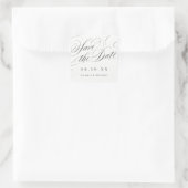 Elegante klassische Kalligraphie Save the Date Auf Quadratischer Aufkleber (Tasche)