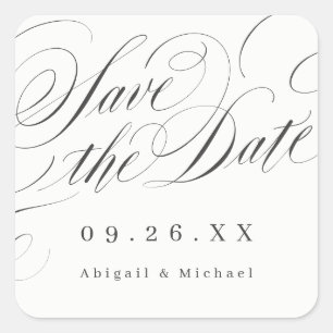 Elegante klassische Kalligraphie Save the Date Auf Quadratischer Aufkleber