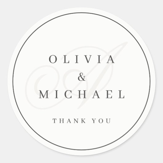 Elegante klassische Kalligraphie-Vintage Hochzeits Runder Aufkleber (Vorderseite)