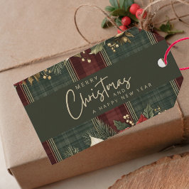 Elegante klassische Karierte Poinsettia Gold to Fr Geschenkanhänger