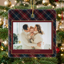 Elegante klassische Karo-Familienfoto-Weihnachten