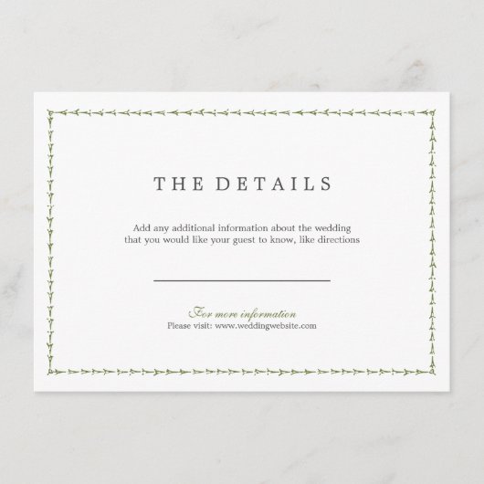 Elegante klassische Klassik Hochzeitskarte Begleitkarte (Vorderseite)