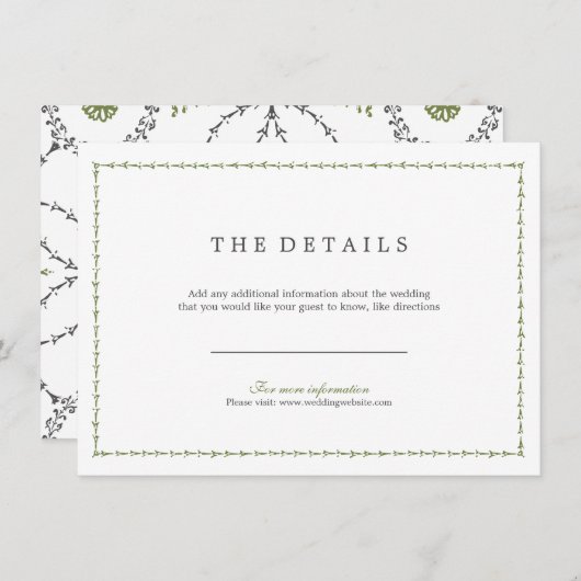 Elegante klassische Klassik Hochzeitskarte Begleitkarte (Vorne/Hinten)