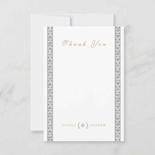 Elegante klassische klassische Hochzeit Dankeschön Dankeskarte (Vorderseite)