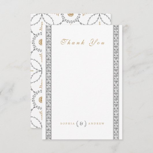 Elegante klassische klassische Hochzeit Dankeschön Dankeskarte (Vorne/Hinten)