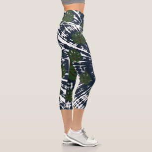 Elegante klassische Krawatte & Dye Leaf Capri Leggings