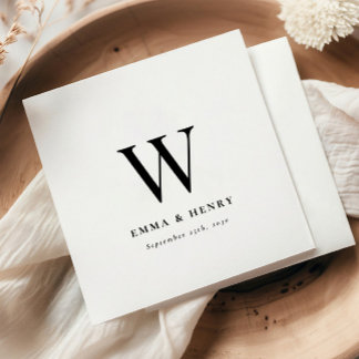 Elegante klassische letzte Namensinitiale Hochzeit Serviette