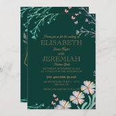 elegante klassische, luxuriöse grüne Hochzeit Einladung (Vorne/Hinten)