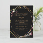 elegante klassische, luxuriöse schwarze Hochzeit Einladung (Stehend Vorderseite)