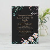 elegante klassische, luxuriöse schwarze Hochzeit Einladung (Stehend Vorderseite)