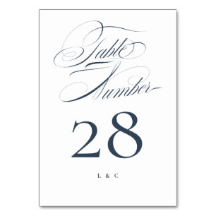 Elegante klassische Marine über die Hochzeit der w Tischnummer