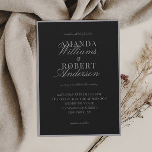 Elegante klassische matte schwarze Hochzeit im Sti Einladung