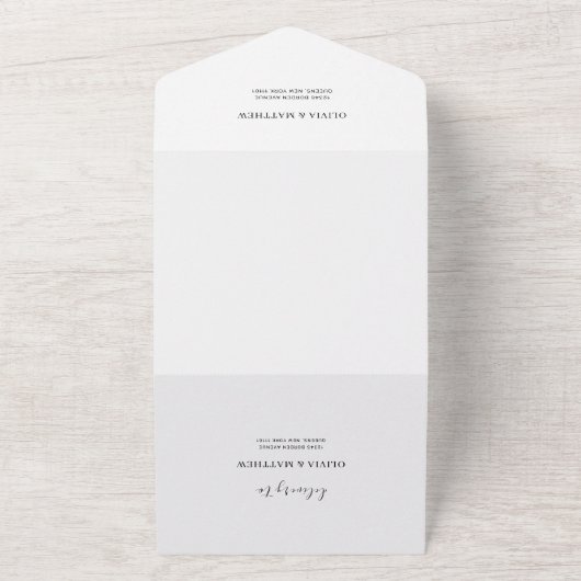 Elegante, klassische Minimalistische Hochzeit All In One Einladung (Außenbereich)