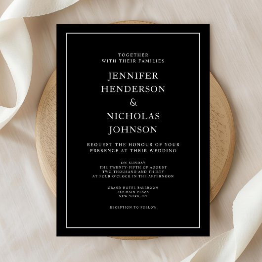 Elegante klassische Minimalistische Hochzeit Einladung