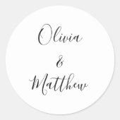 Elegante, klassische Minimalistische Hochzeit Runder Aufkleber (Vorderseite)