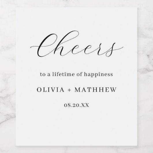 Elegante, klassische Minimalistische Hochzeit Weinetikett (Einzelnes Label)