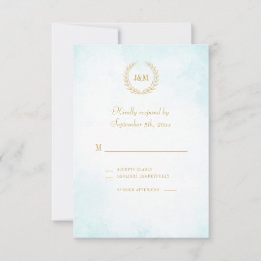 Elegante klassische Minimalistische Monogramm Türk RSVP Karte (Vorderseite)