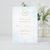 Elegante klassische Minimalistische Monogramm Türk RSVP Karte (Stehend Vorderseite)
