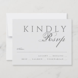 Elegante klassische moderne Typografie Graue Hochz RSVP Karte