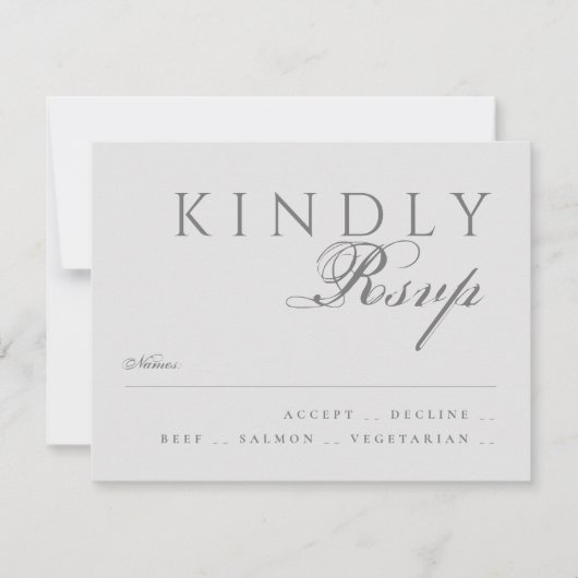 Elegante klassische moderne Typografie Gray Weddin RSVP Karte (Vorderseite)