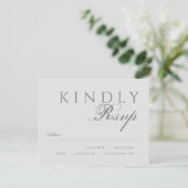 Elegante klassische moderne Typografie Gray Weddin RSVP Karte (Stehend Vorderseite)
