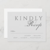 Elegante klassische moderne Typografie Gray Weddin RSVP Karte (Vorne/Hinten)