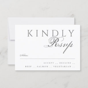 Elegante klassische moderne Typografie weiße Hochz RSVP Karte