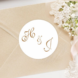 Elegante klassische Mongram-Feierliche Hochzeit Runder Aufkleber