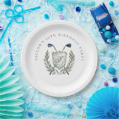 Elegante klassische Monogramm-Golf-Wappen-Geburtst Pappteller (Party)
