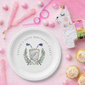 Elegante klassische Monogramm-Golf-Wappen-Geburtst Pappteller (Party)