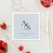 Elegante, klassische, monogramm, hellblaue Hochzei Serviette (Beispiel)