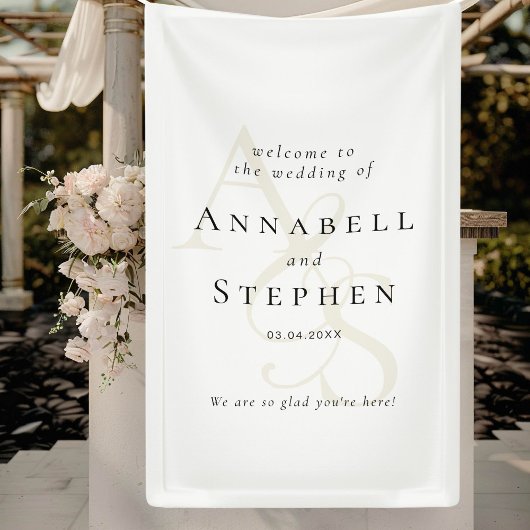 Elegante, klassische, Monogramm, weiße Hochzeit Banner