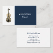 Elegante klassische Musik Violinist Violin Navy Bl Visitenkarte (Vorne/Hinten)